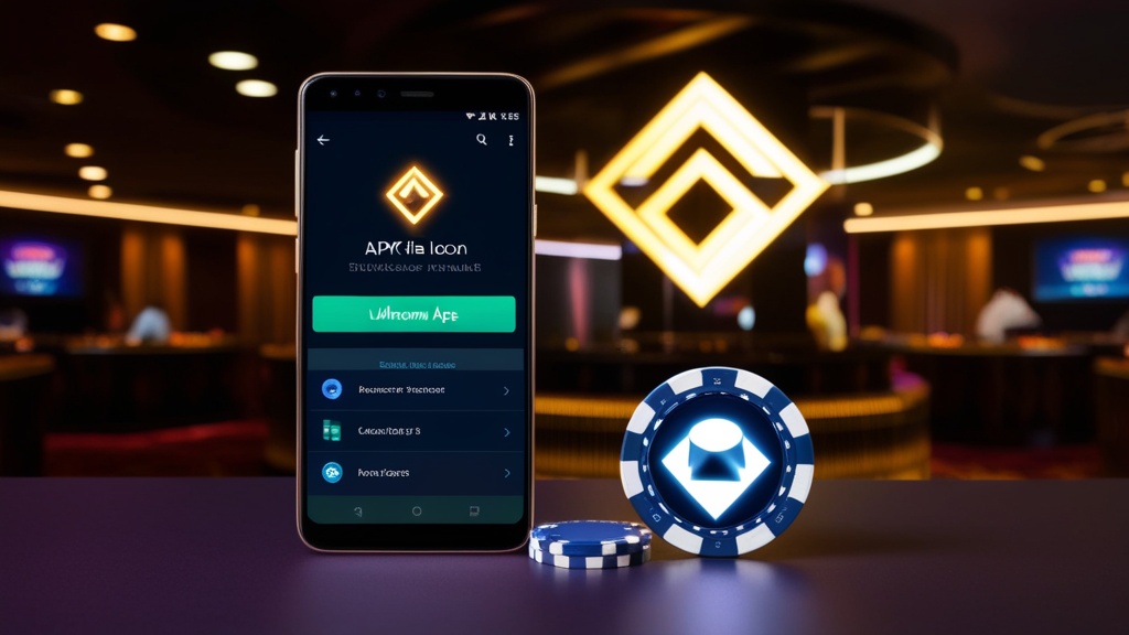 An Android phone with APK installation settings in a casino-themed scene