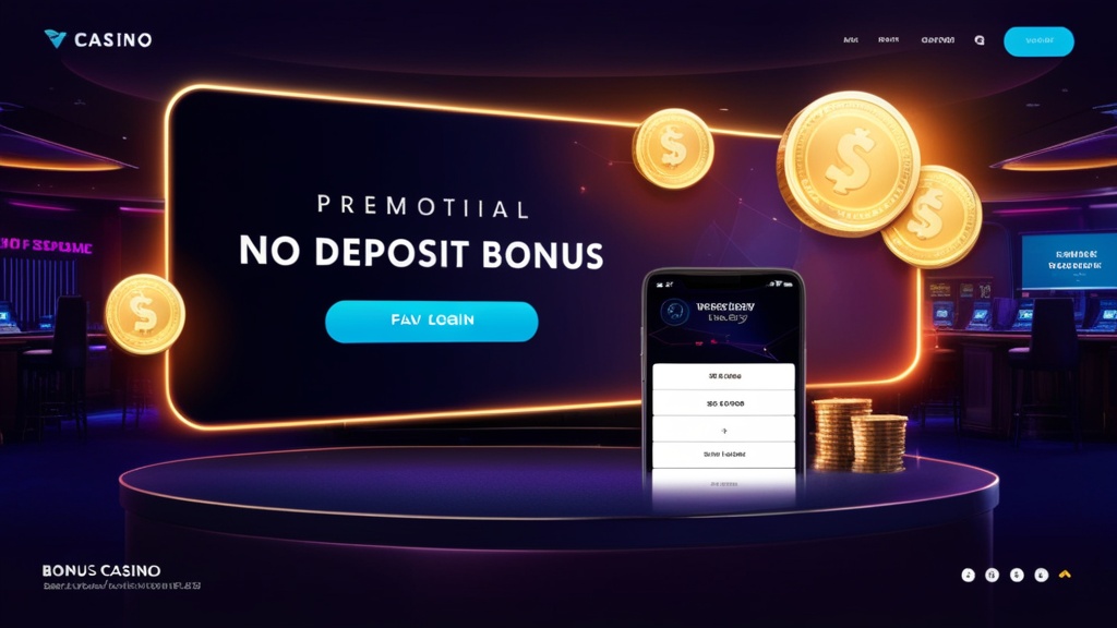 Casino bonus banner and login screen in a dark neon setting