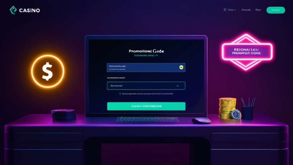 Promo code entry screen with a bonus alert in a dark casino interface